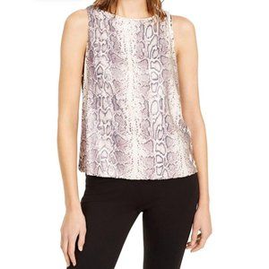 INC Women's Sequin Sleeveless Animal Snake Print Party Tank Top Lining Size XL